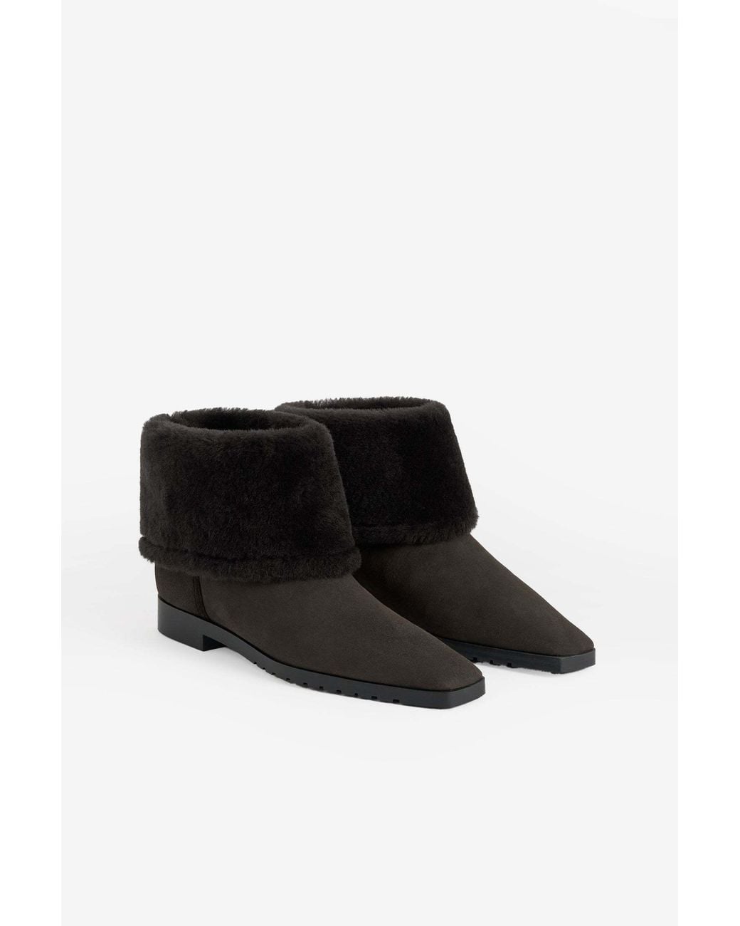 Totême Black Totême Fold-Down Shearling Ankle Boots