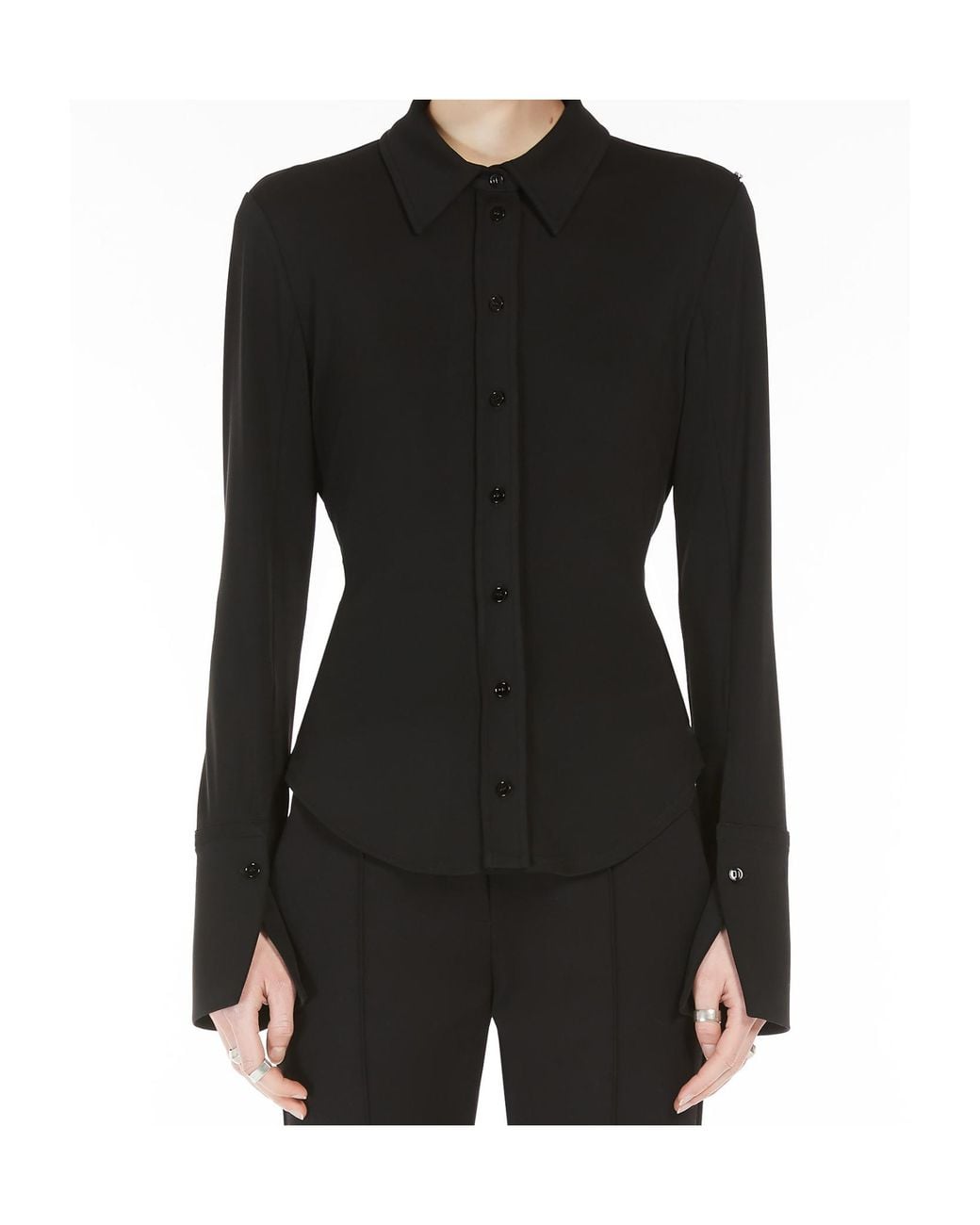 Sportmax Black Candido Open Back Button-Up Top