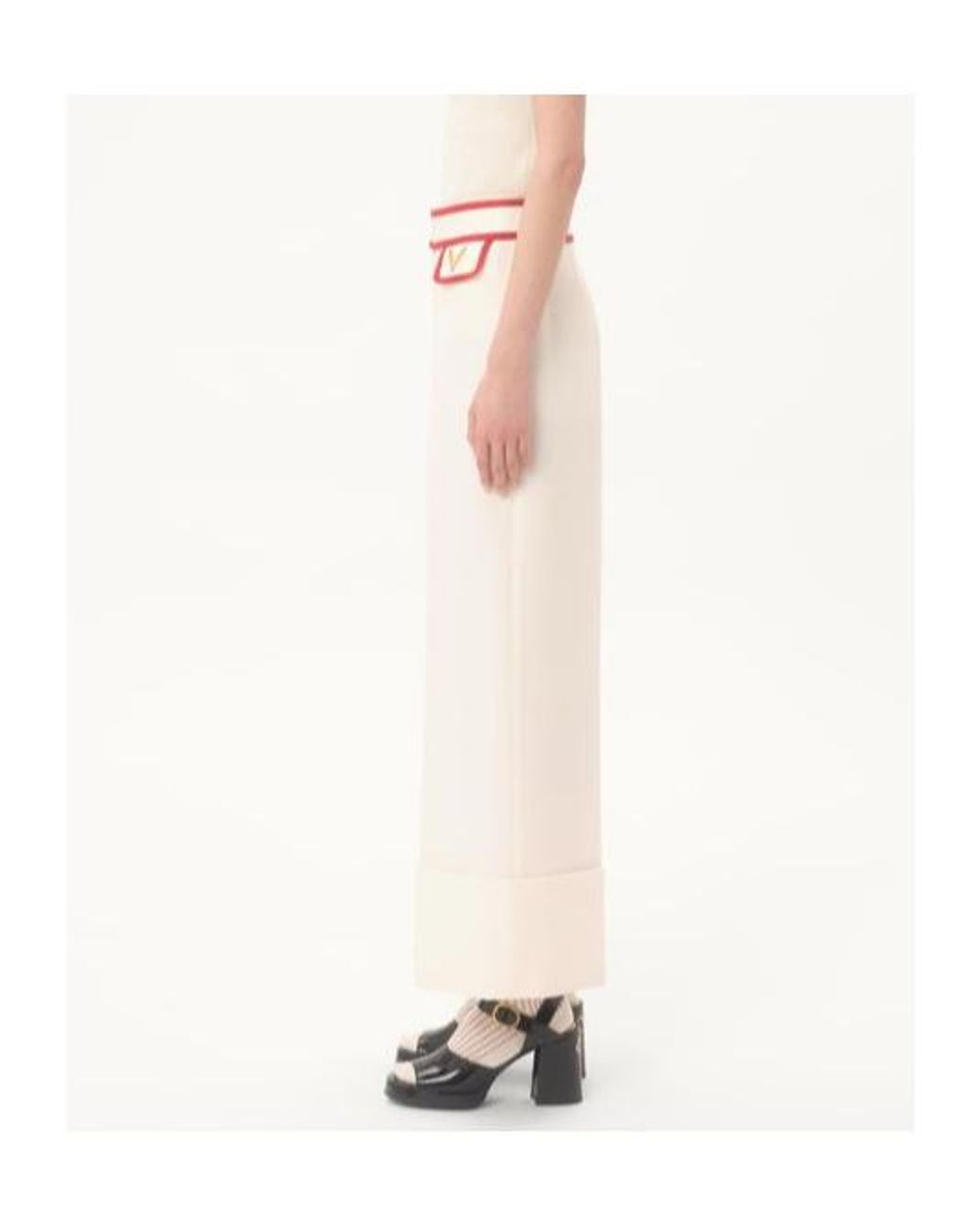 Valentino Natural Crepe Couture Wide Leg Pants