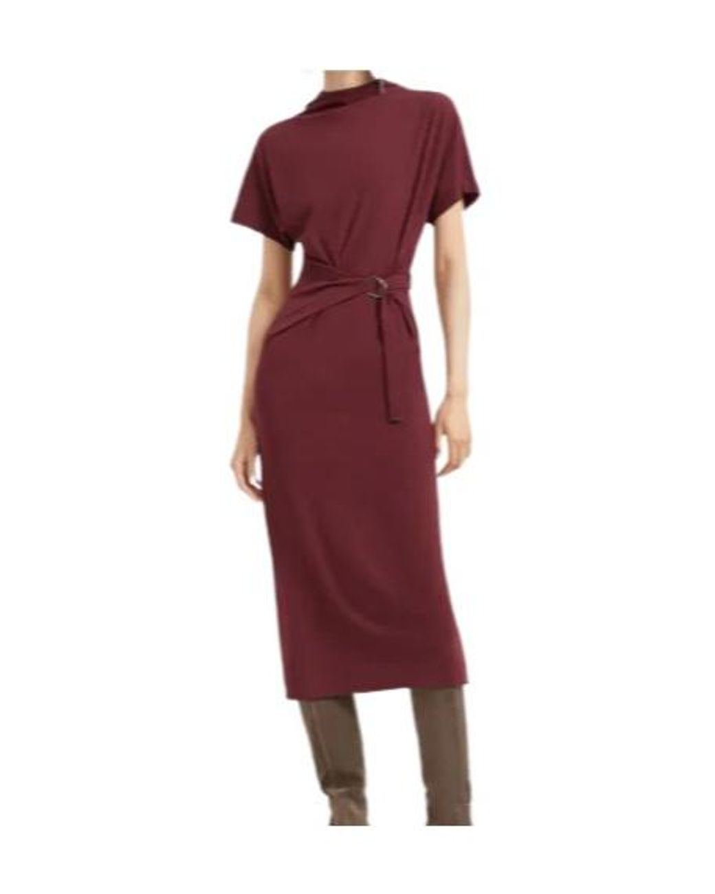 Brunello Cucinelli Red Belted Midi Dress