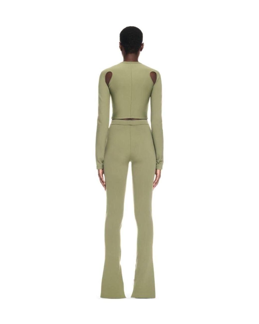 Off-White c/o Virgil Abloh Green Logo-Print Bootcut Leggings