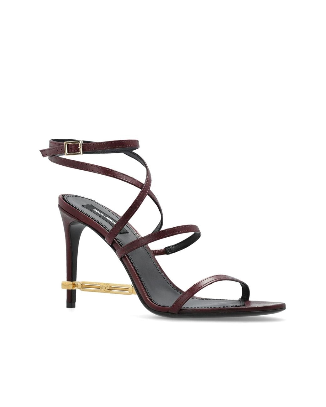 DSquared² Metallic Strappy Embellished Heeled Sandals