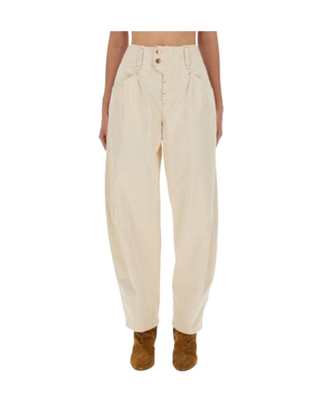 Isabel Marant Natural High-Waist Wide Leg Pants