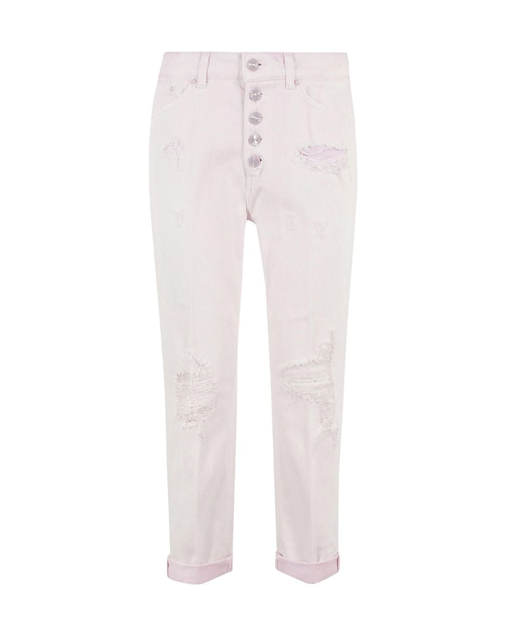 Dondup White Distressed Cuffed Jeans