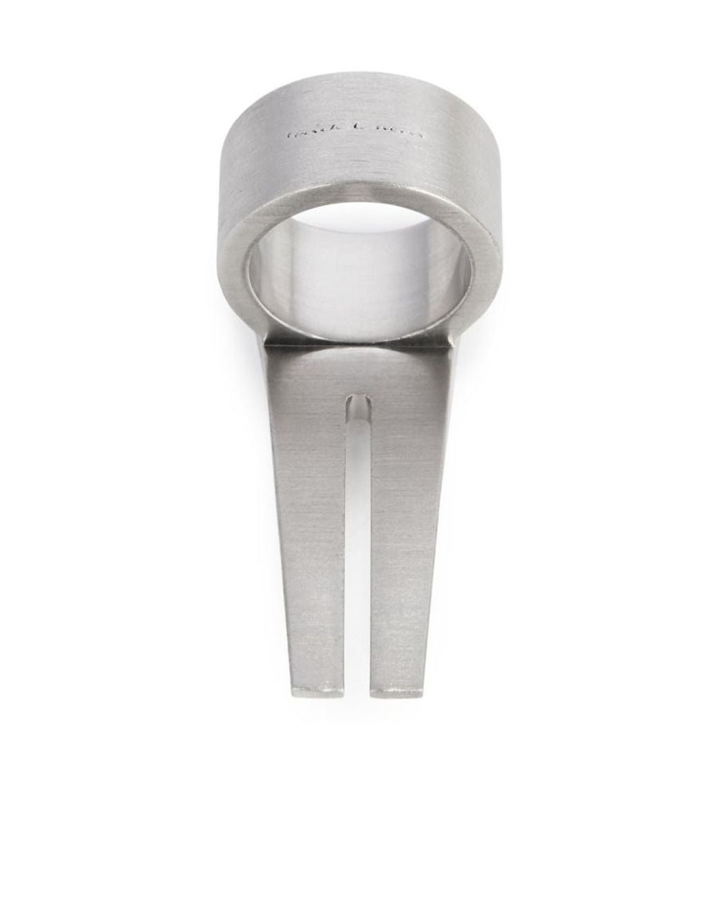 Rick Owens Gray Open Trunk Logo Engraved Ring for men