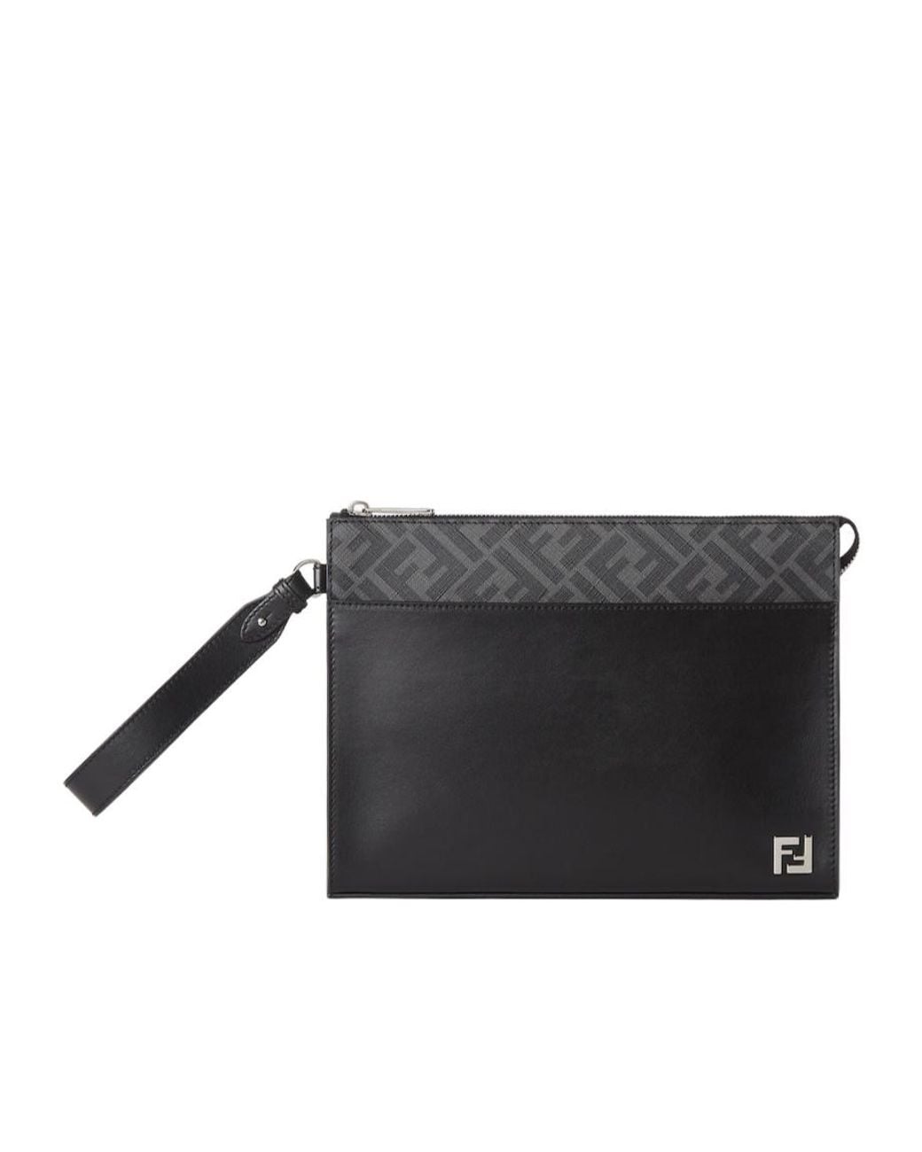 Fendi Black Cltuch With Ff Motif And Ff Logo Plaque for men