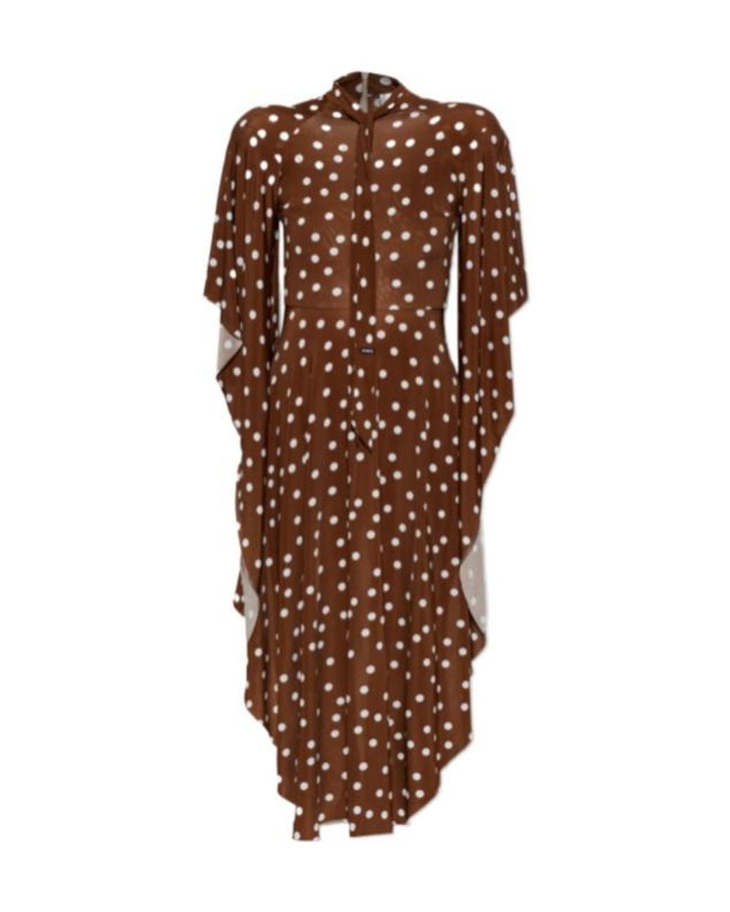 Vetements Brown Asymmetric Polka-Dot Dress