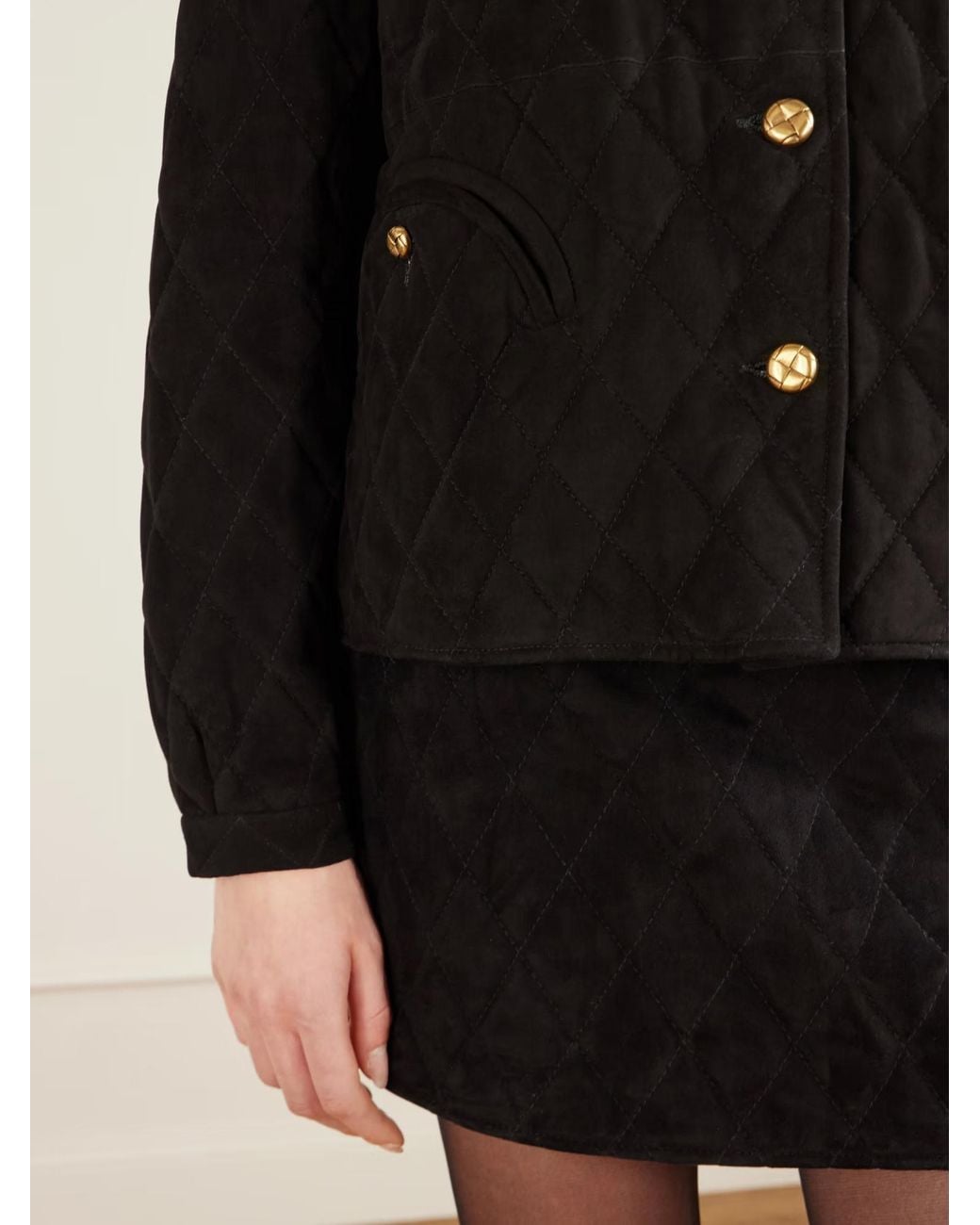 Blazé Milano Black Gliss Quilted Suede Jacket