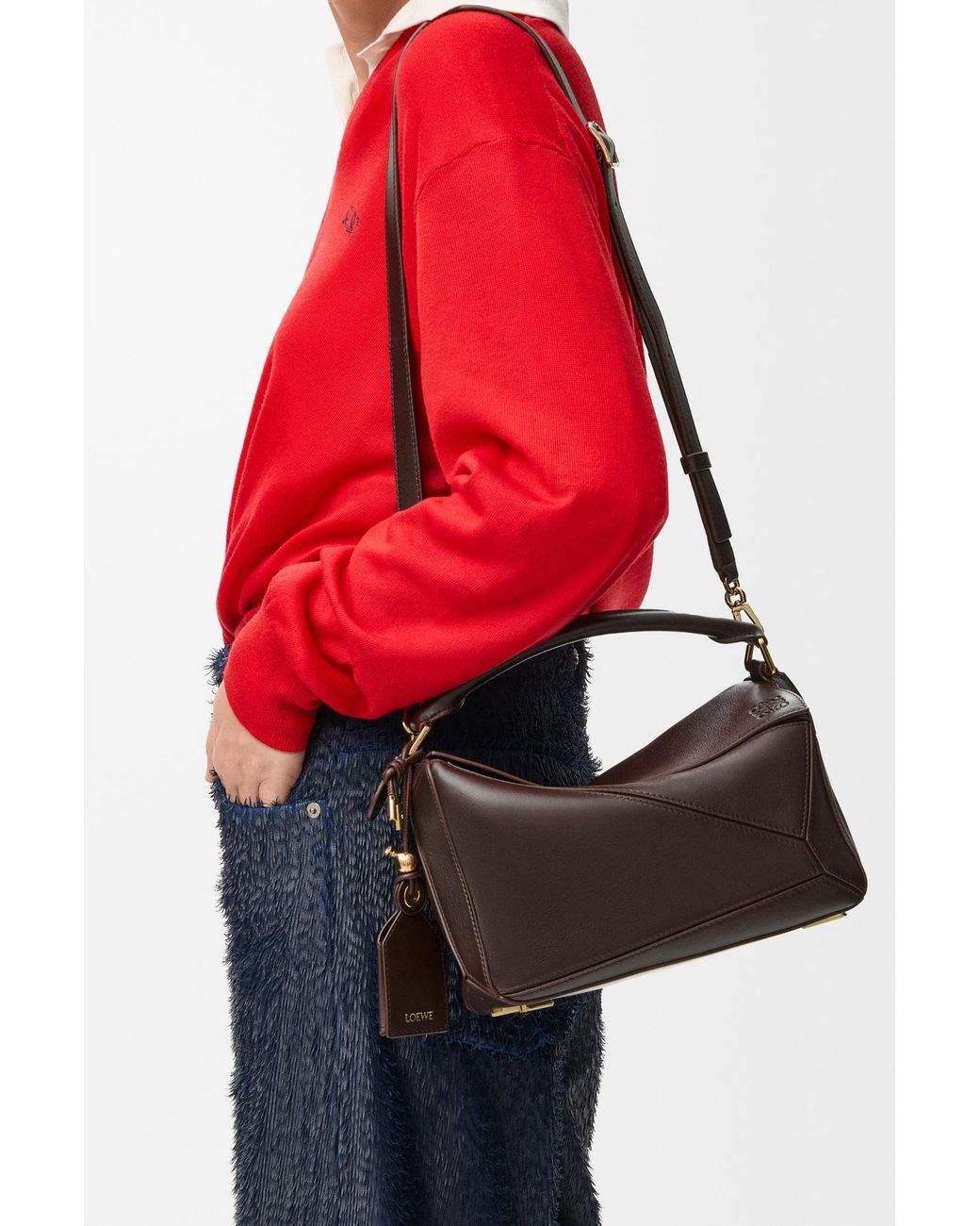 Loewe Brown Small Featherlight Puzzle Bag