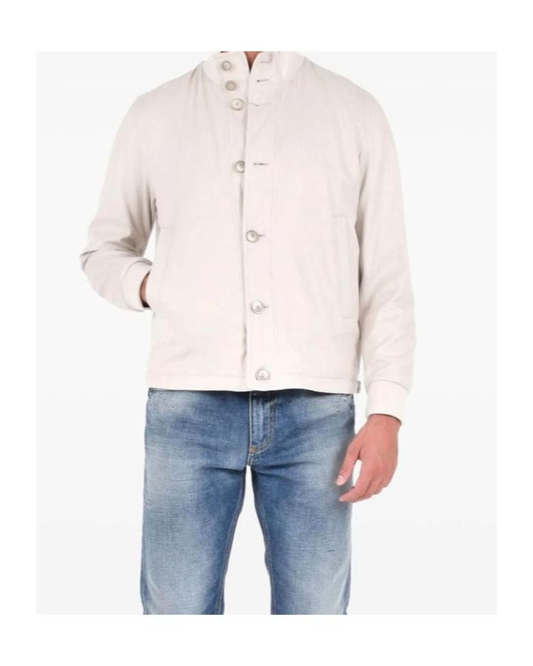 Herno White Long-Sleeved Bomber Jacket for men