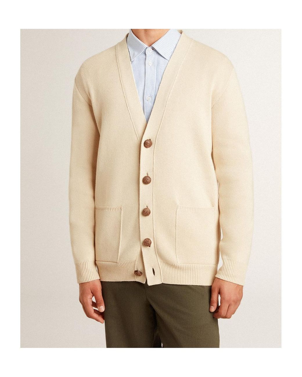 Golden Goose Deluxe Brand Natural Logo Lettering Buttoned Cardigan for men