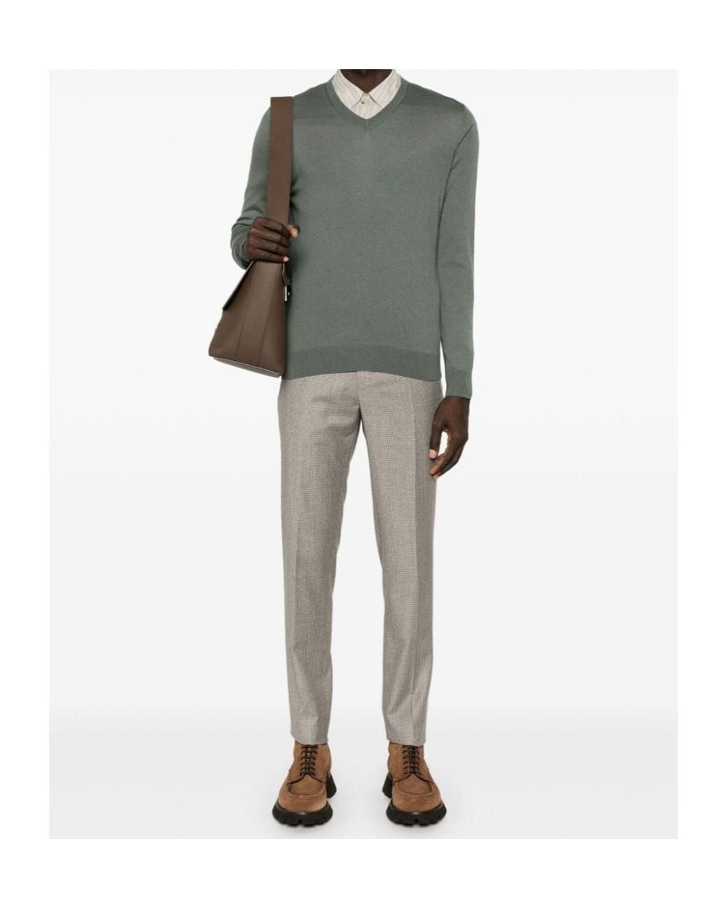 Colombo Green V-Neck Sweater for men