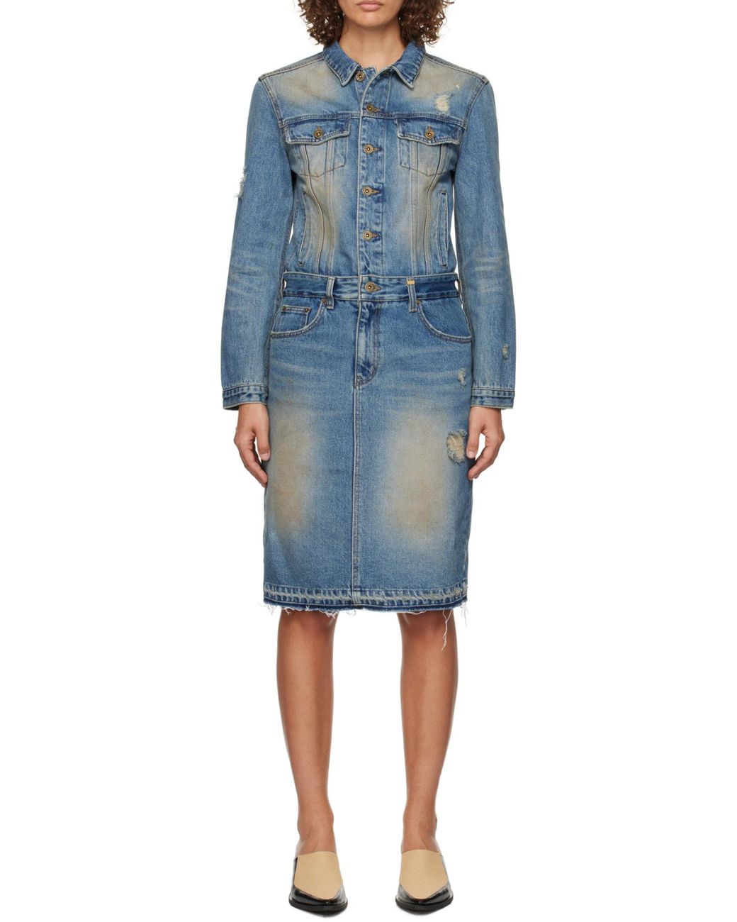 we11done Blue Long-Sleeved Dress