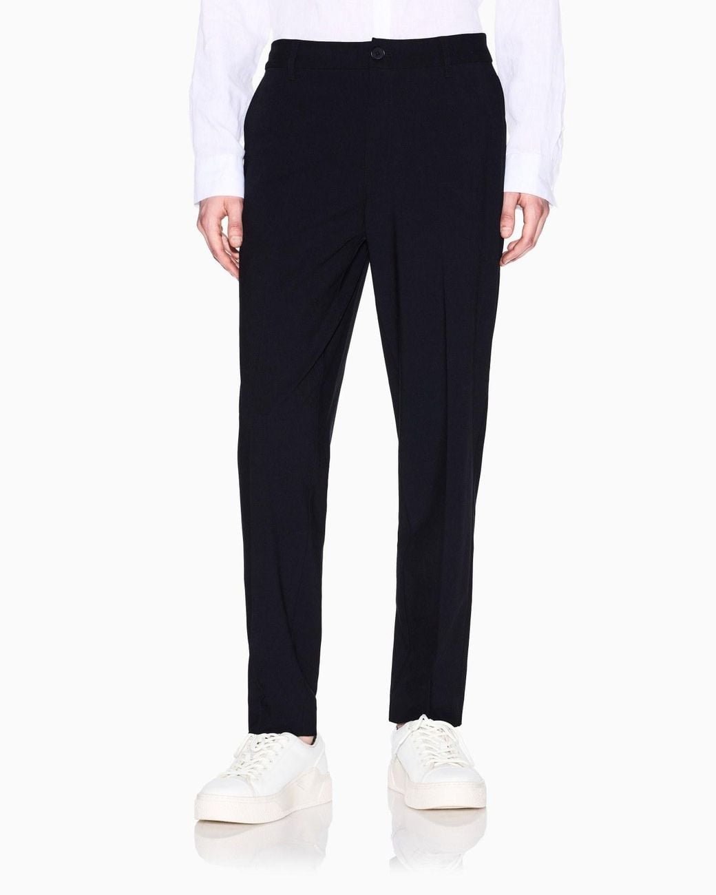 ARMANI EXCHANGE Blue Straight-Leg Tailored Trousers for men