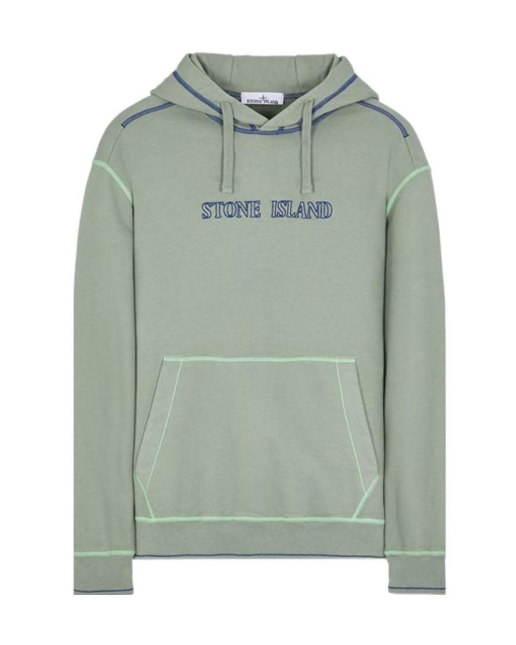 Stone Island Green Logo-Embroidered Cotton Hoodie for men