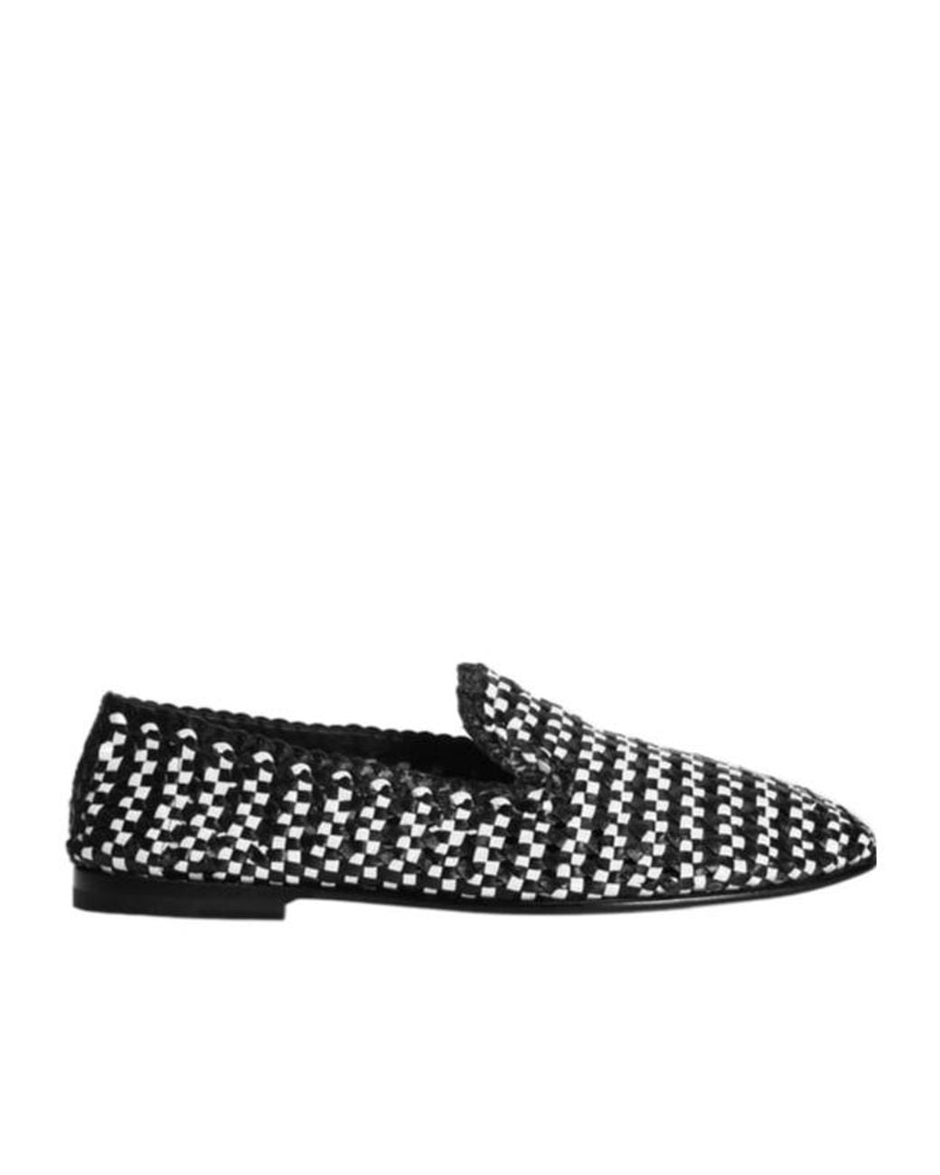 Dolce & Gabbana Black Woven Leather Slippers for men