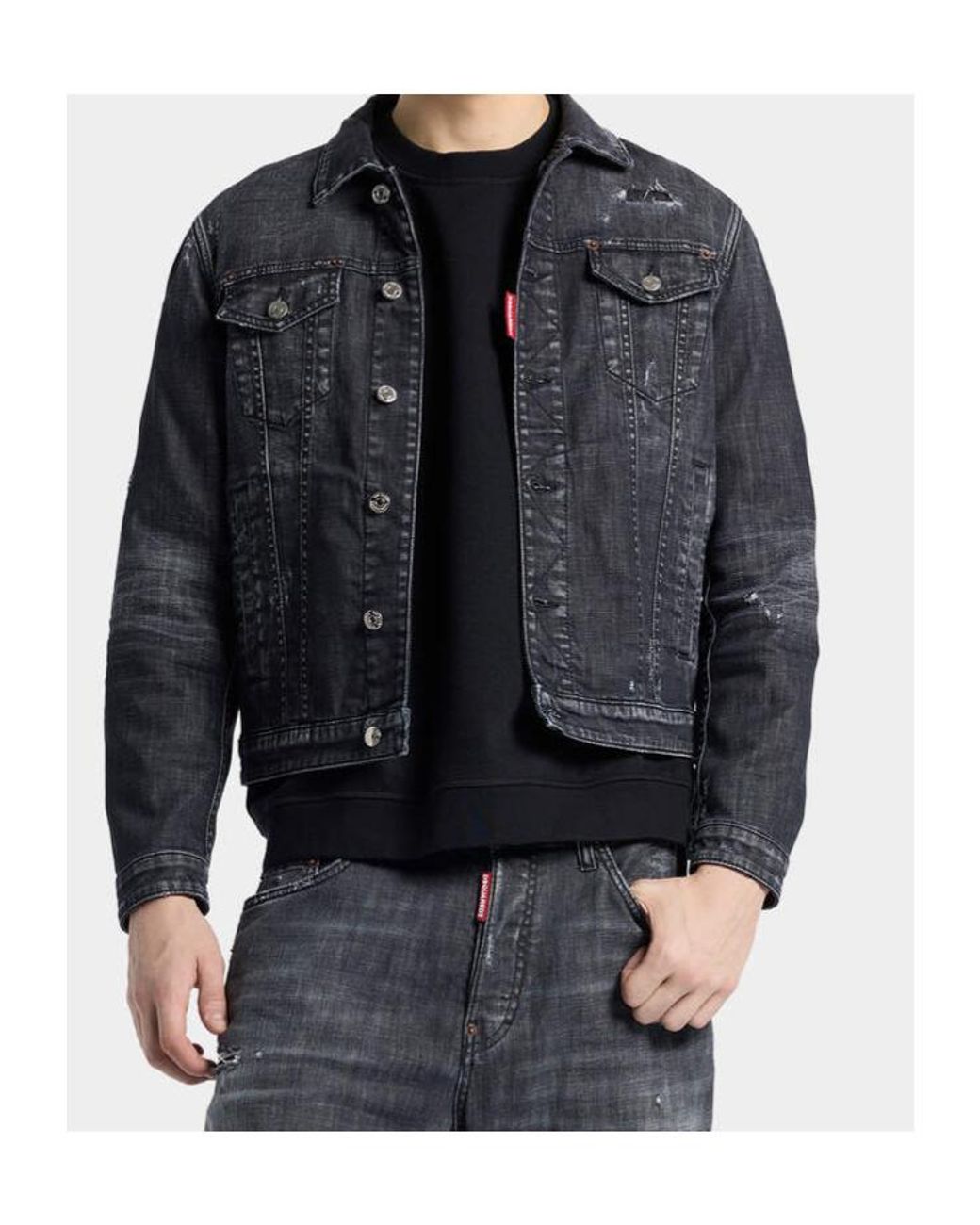 DSquared² Blue Distressed Denim Jacket for men