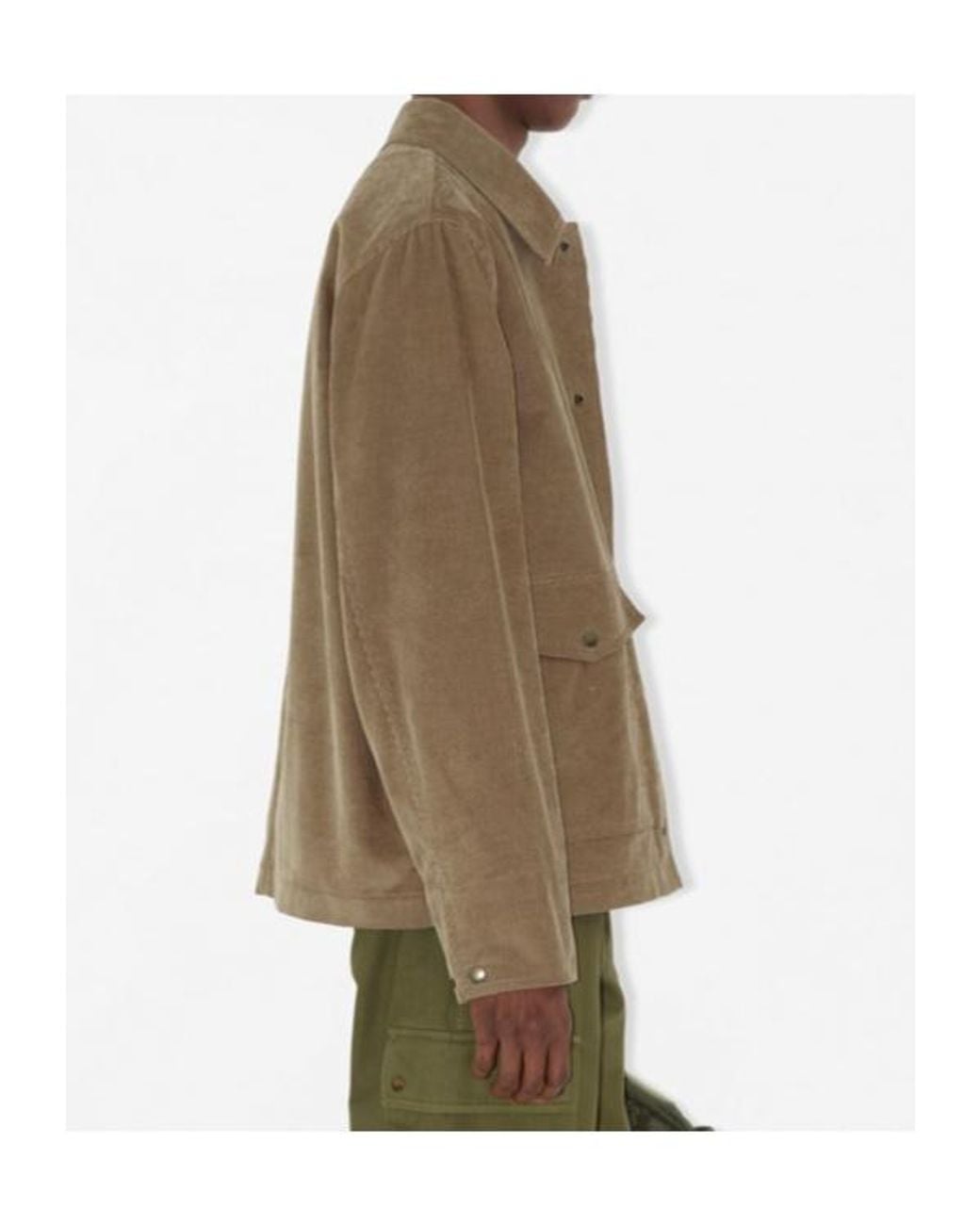 Burberry Green Logo Embroidered Corduroy Shirt Jacket for men