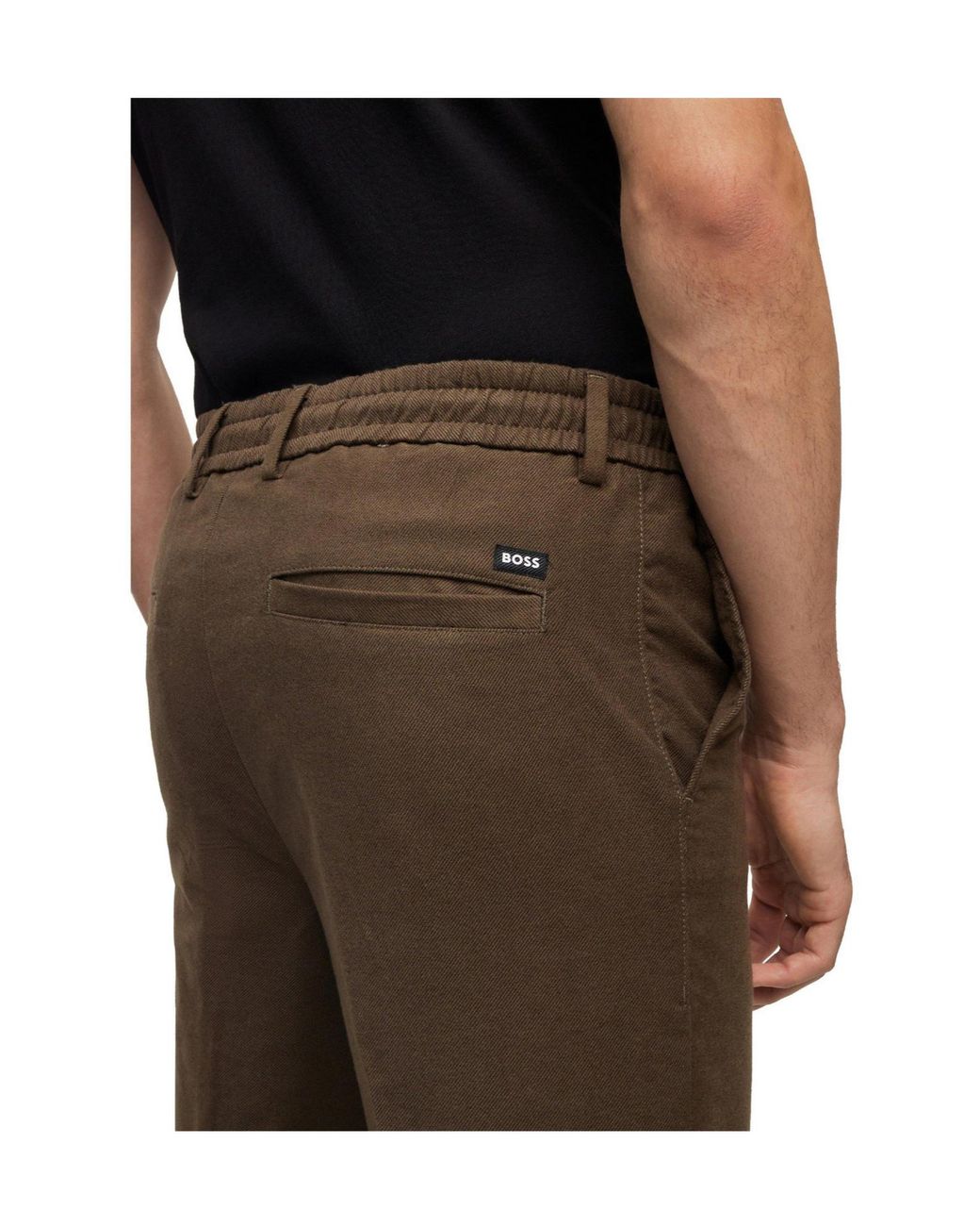 Boss Olivebrown Drawstring Tapered Trousers for men