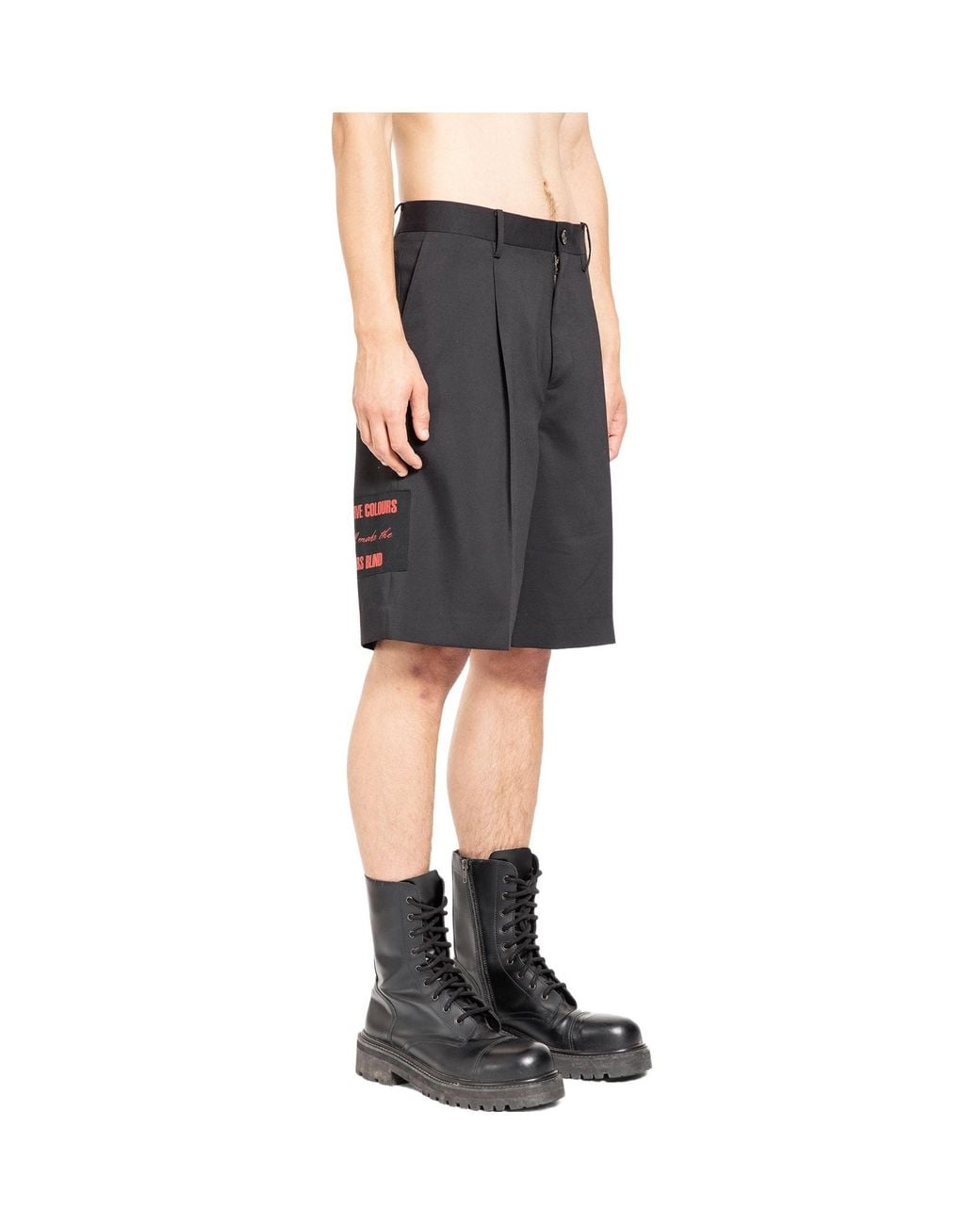 Undercover Gray Graphic Patch Bermuda Shorts for men