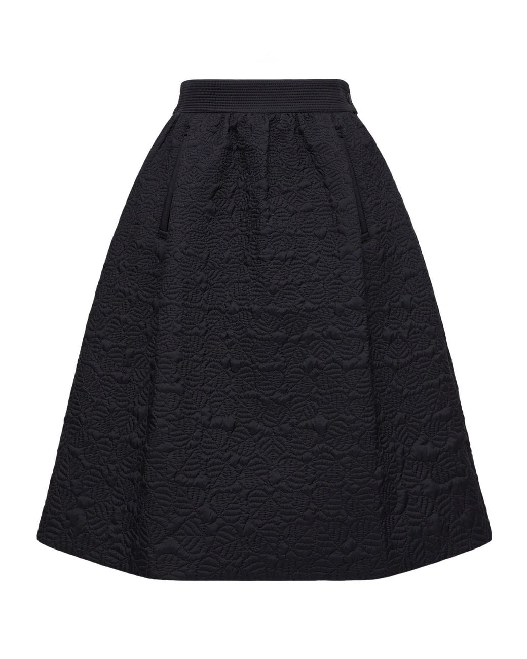 Moncler Blue Leaf-Quilted Padded A-Line Skirt