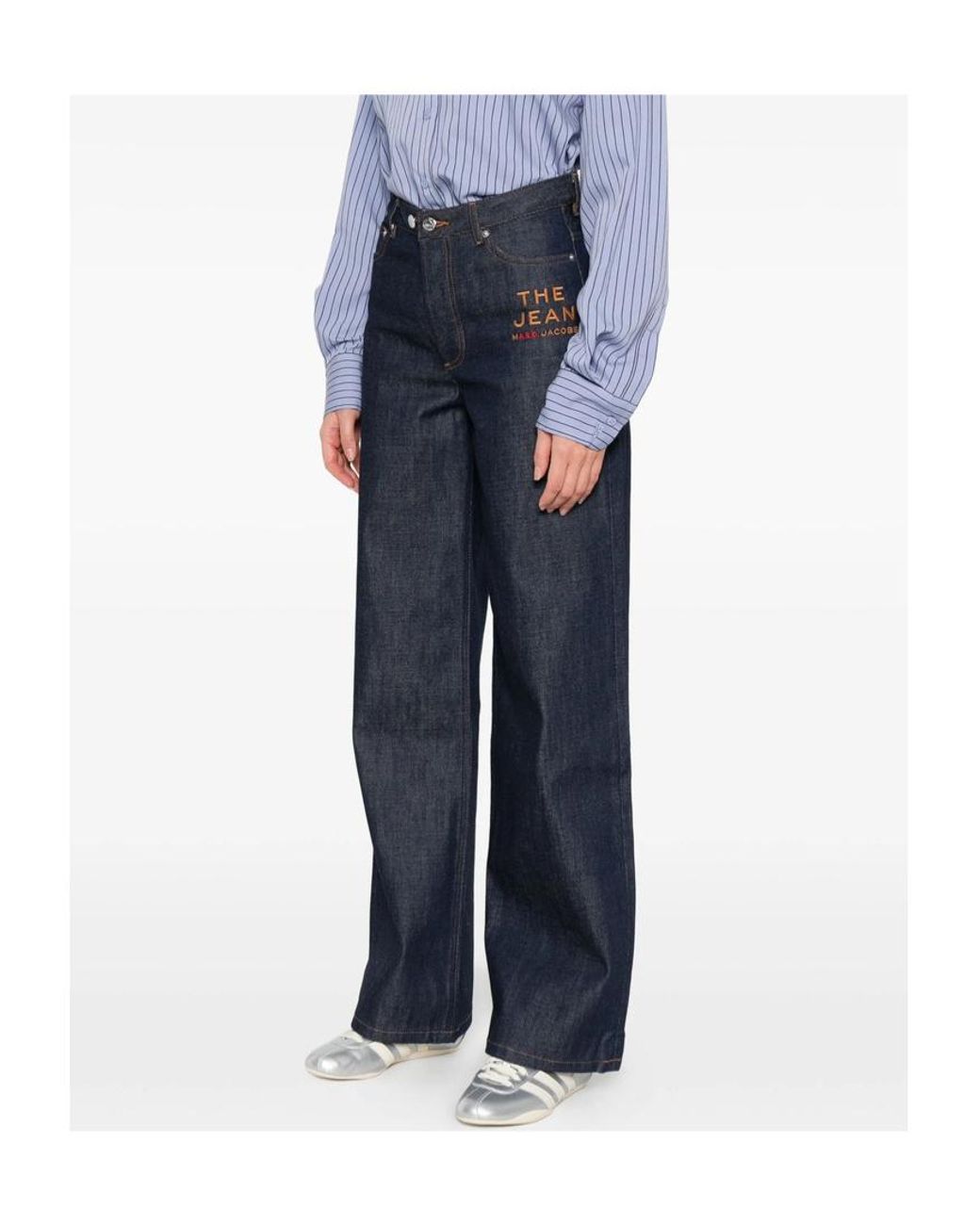 A.P.C. Blue X Marc Jacobs Logo Embroidered Wide-Leg Jeans