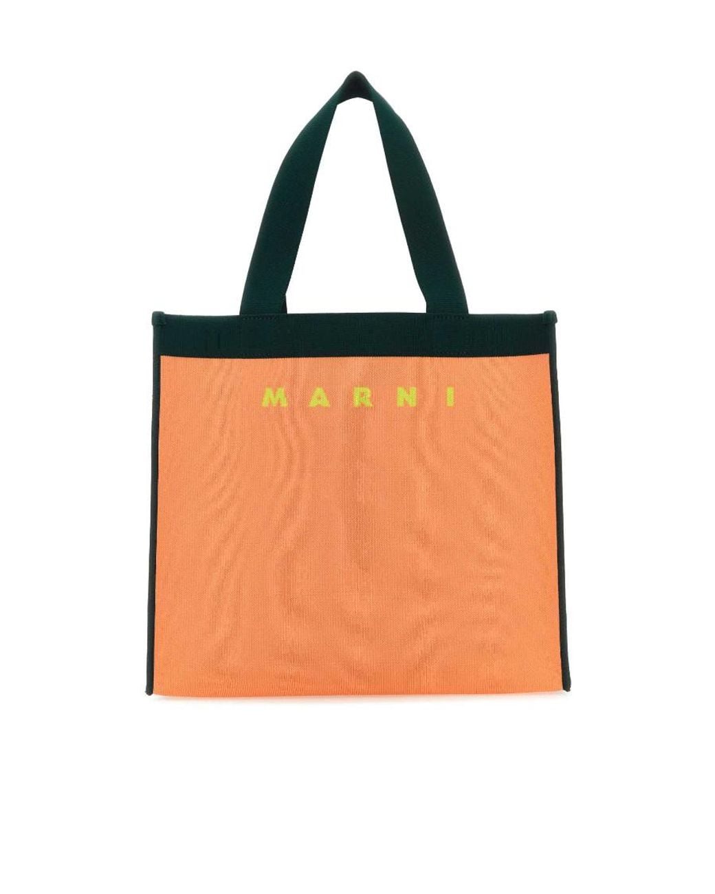Marni Orange Logo Detailed Top Handle Bag for men