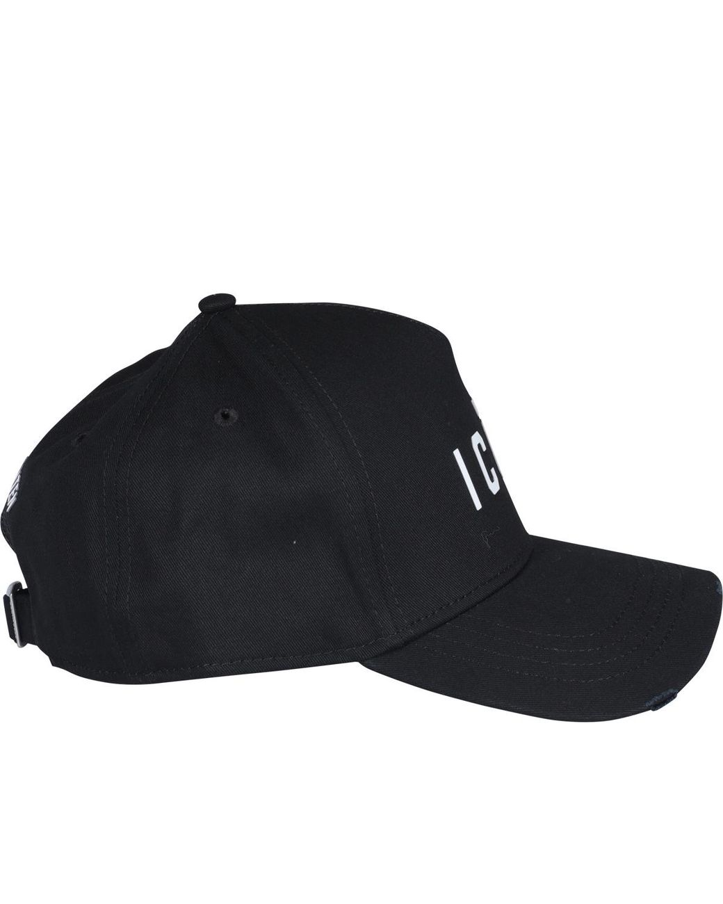 DSquared² Black Logo Printed Distressed Baseball Cap for men