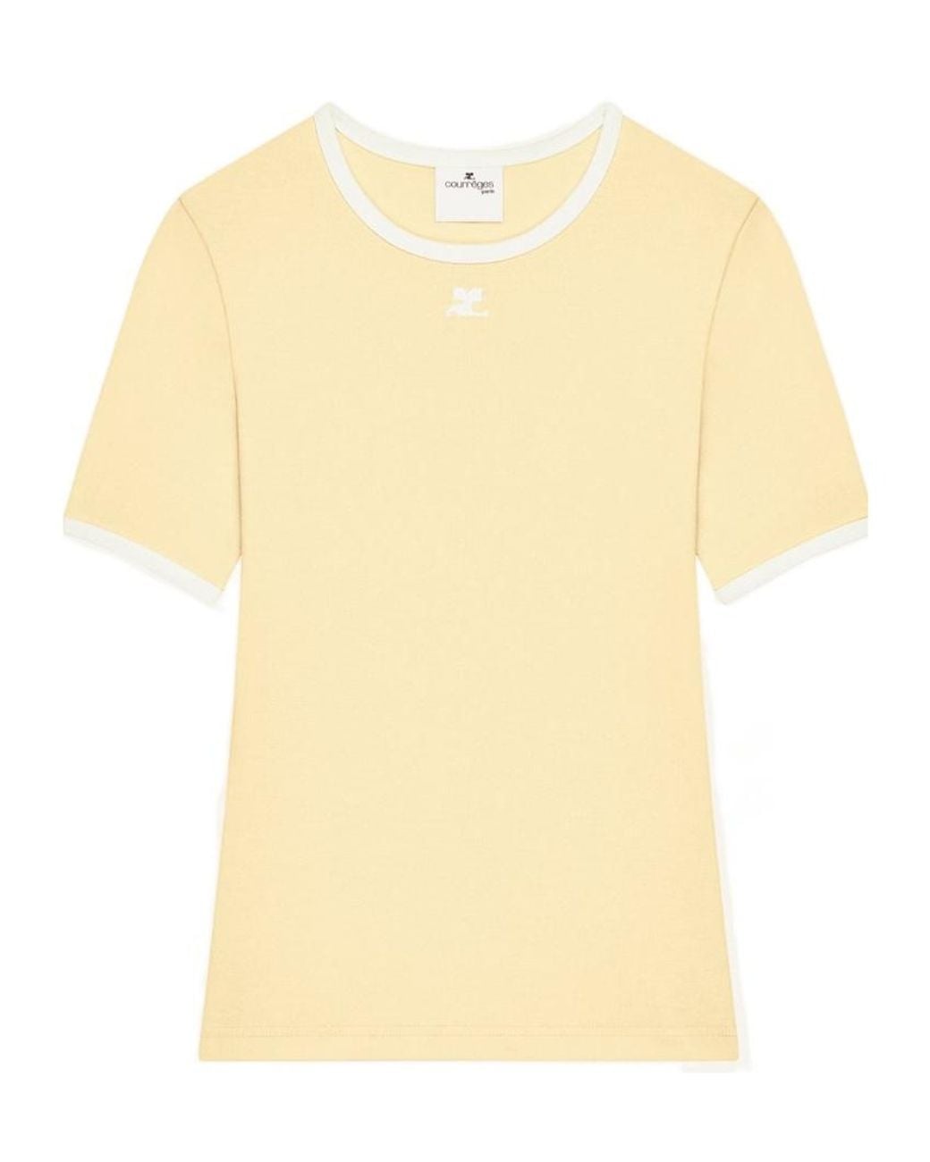 Courreges Yellow Courrèges Logo Embroidered Ribbed Top