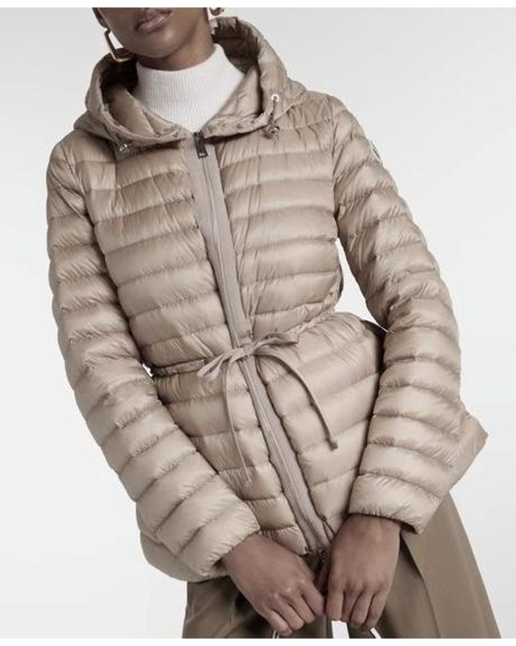 Moncler Gray Raie Drawstring Hooded Padded Jacket