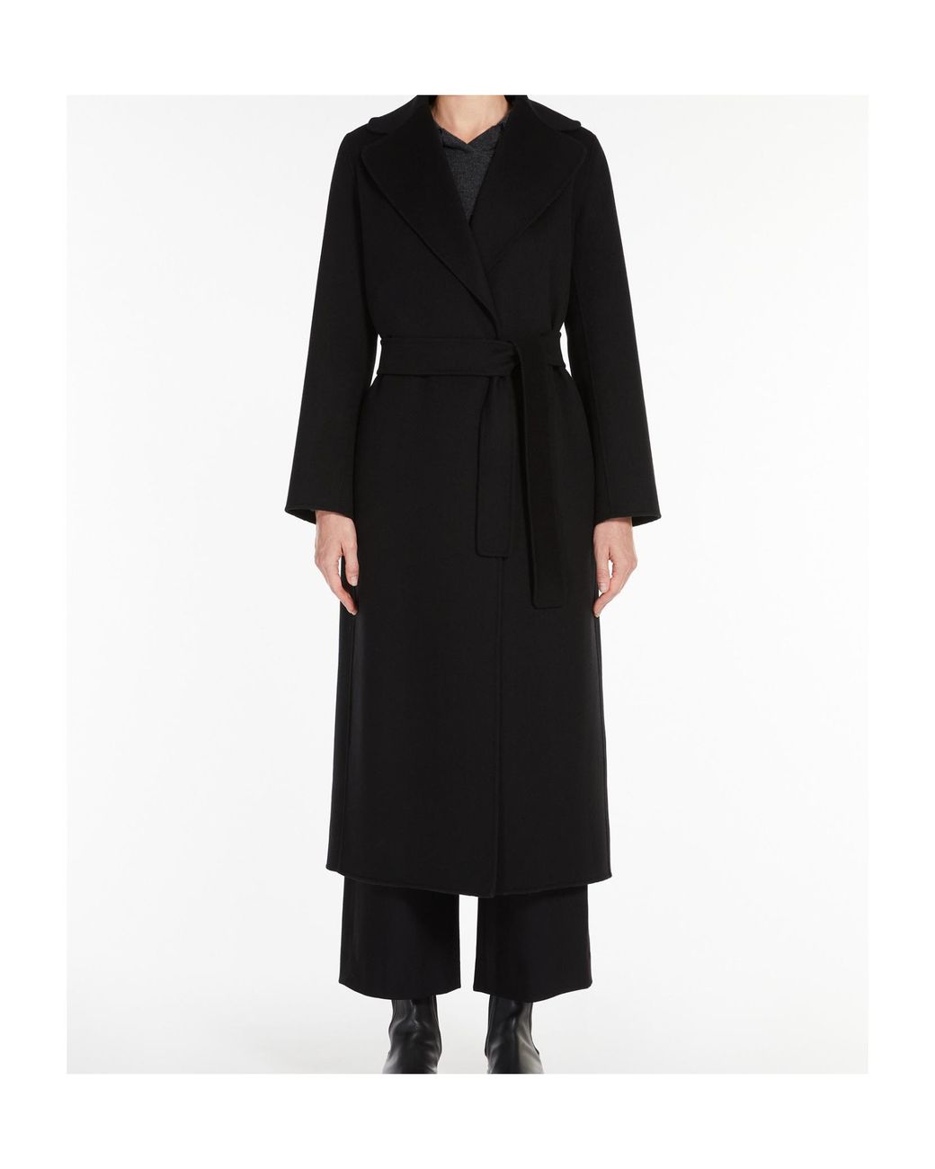 Max Mara Black Wool Robe Overcoat