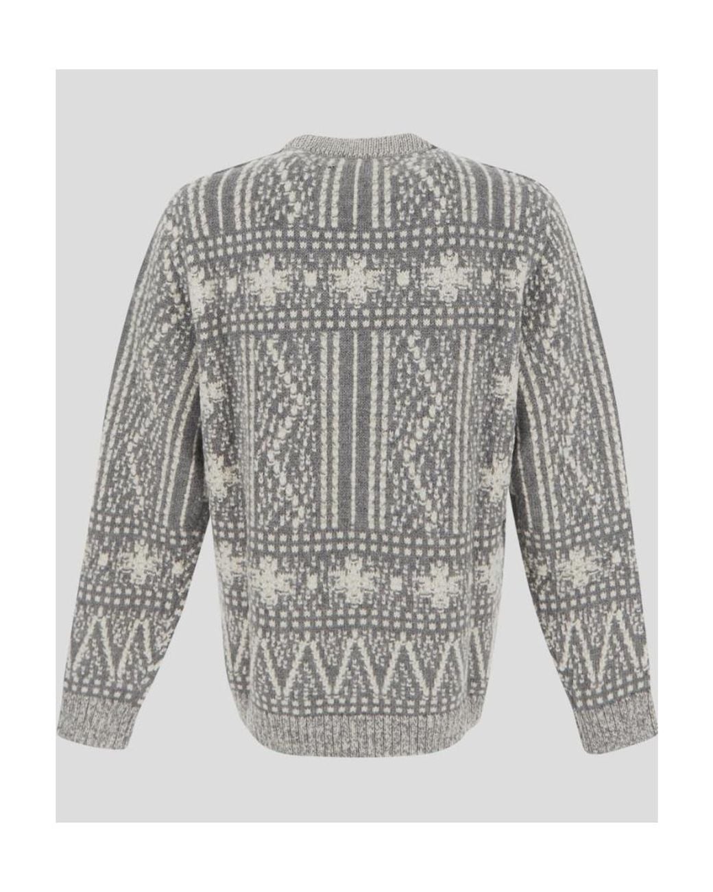 Golden Goose Deluxe Brand Gray Round-Neck Sweater With Fair Isle Motif for men