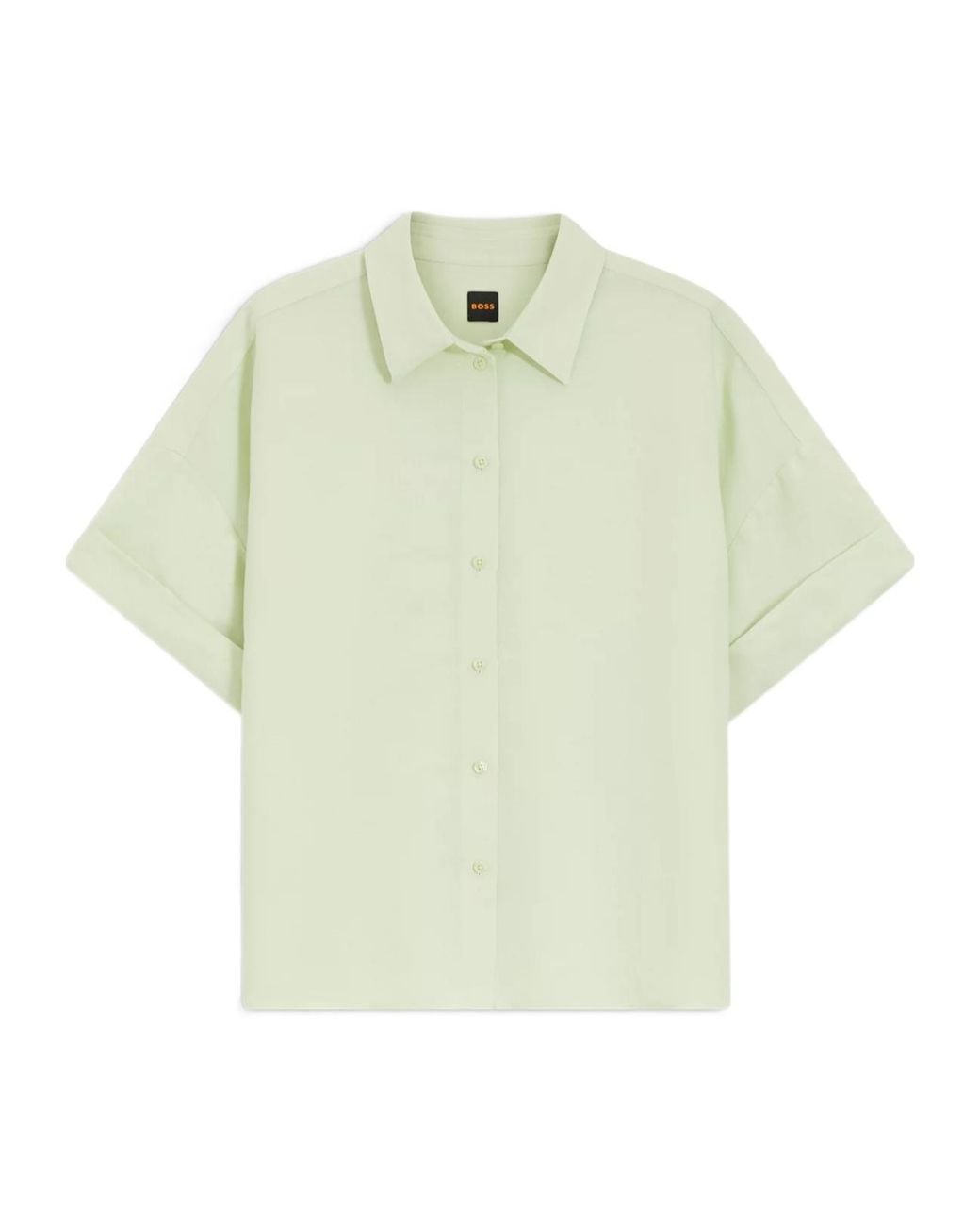 Boss White Turn-Up Short-Sleeve Shirt