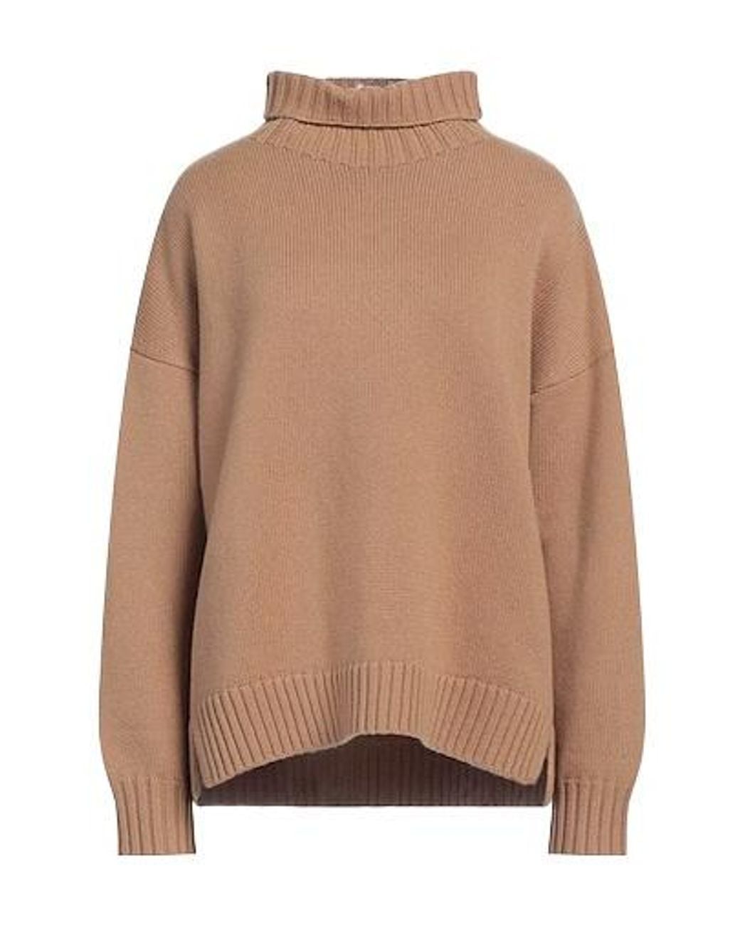 Max Mara Brown Solid Turtleneck Knit Top