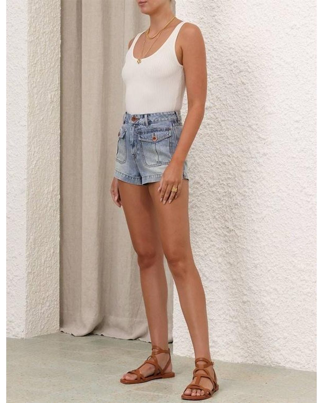 Zimmermann White Raie Low Neck Vest