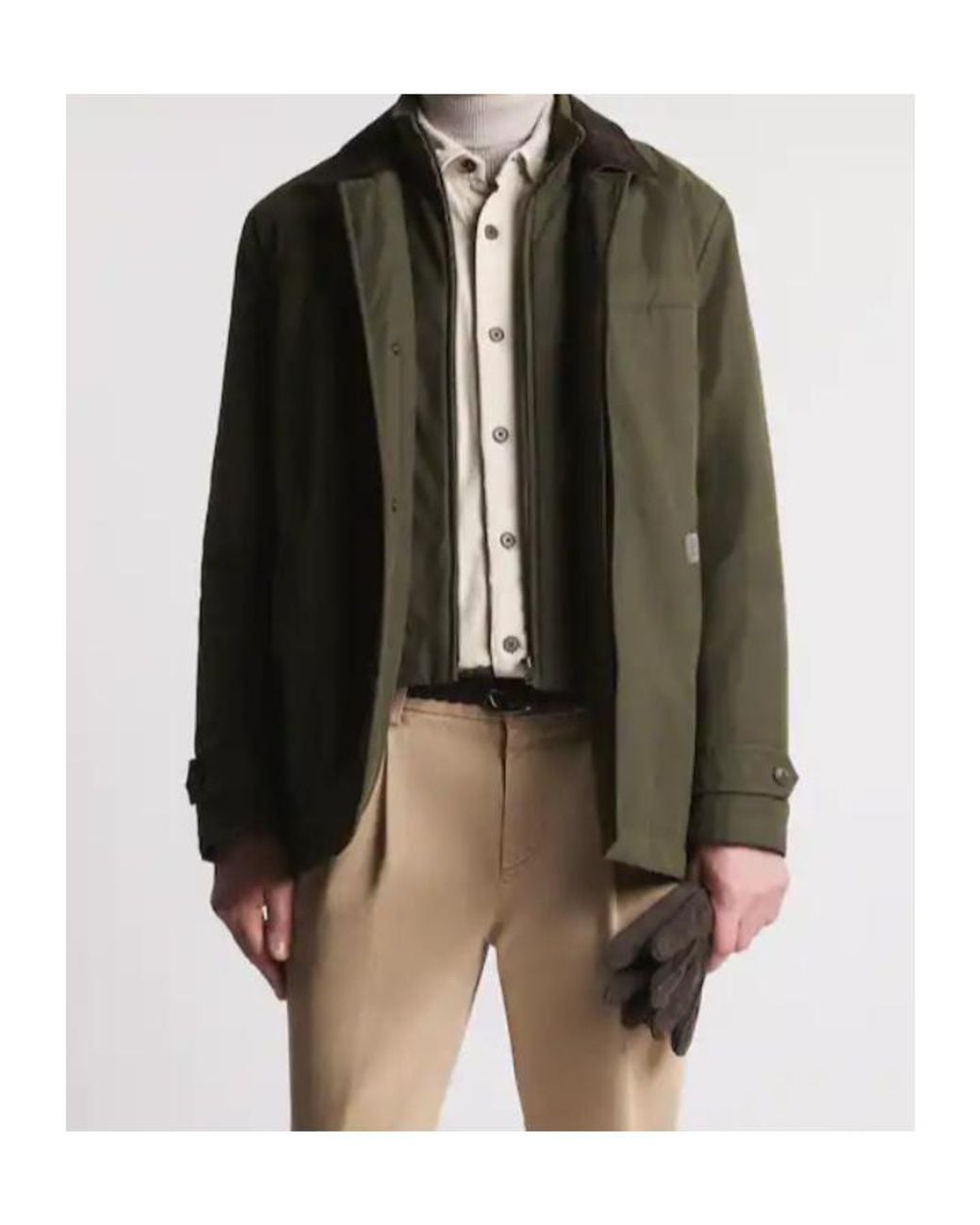 Fay Green Morning Raincoat With Velvet Collar for men