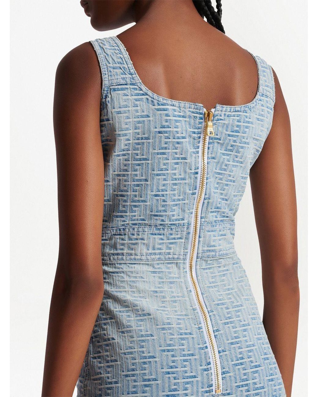 Balmain Blue All-Over Monogram Dress