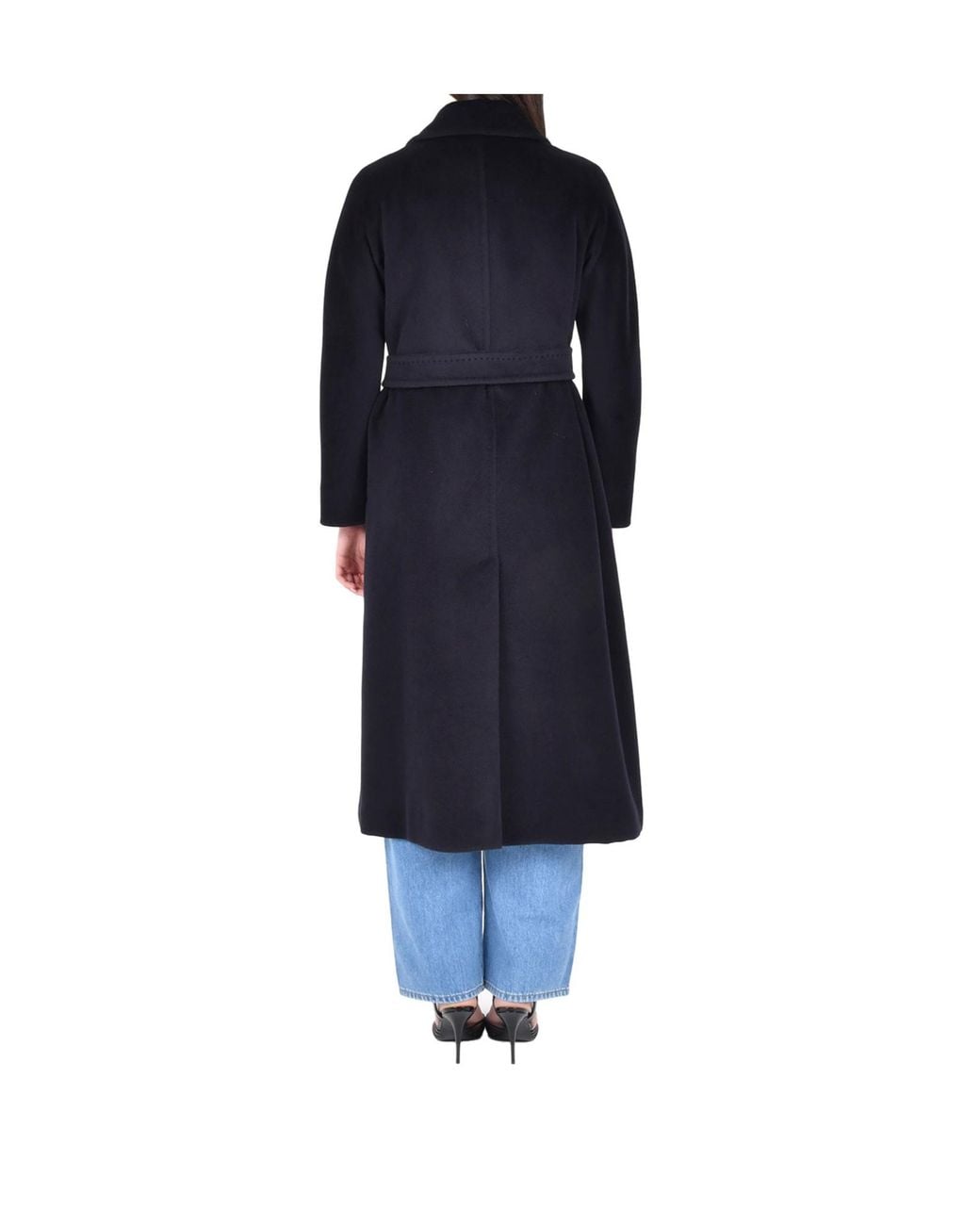 Max Mara Blue Studio Tenzone Tied-Waist Long-Sleeved Coat