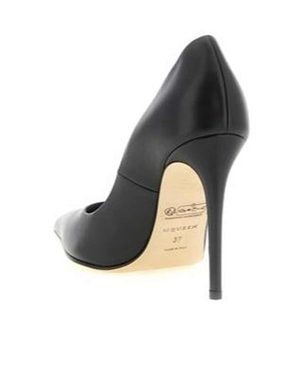 McQueen Black Pointed-Toe Pumps