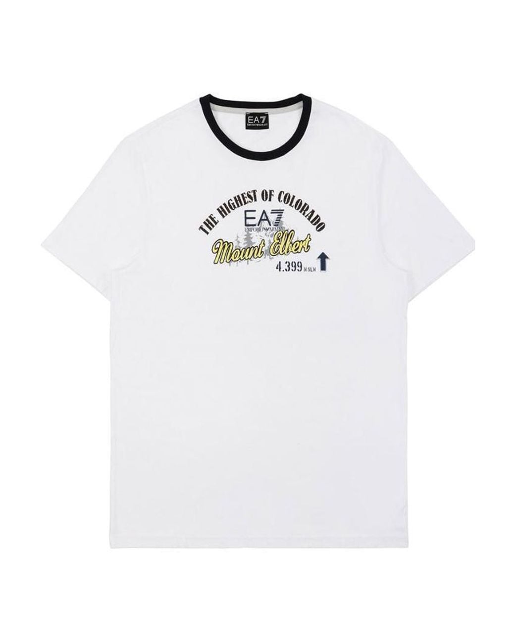 EA7 White Logo T-Shirt With Round Neck for men