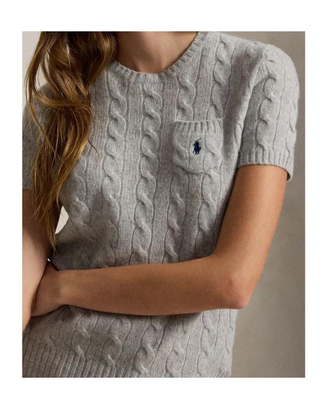 Polo Ralph Lauren Gray Cable Knit Short-Sleeved Jumper