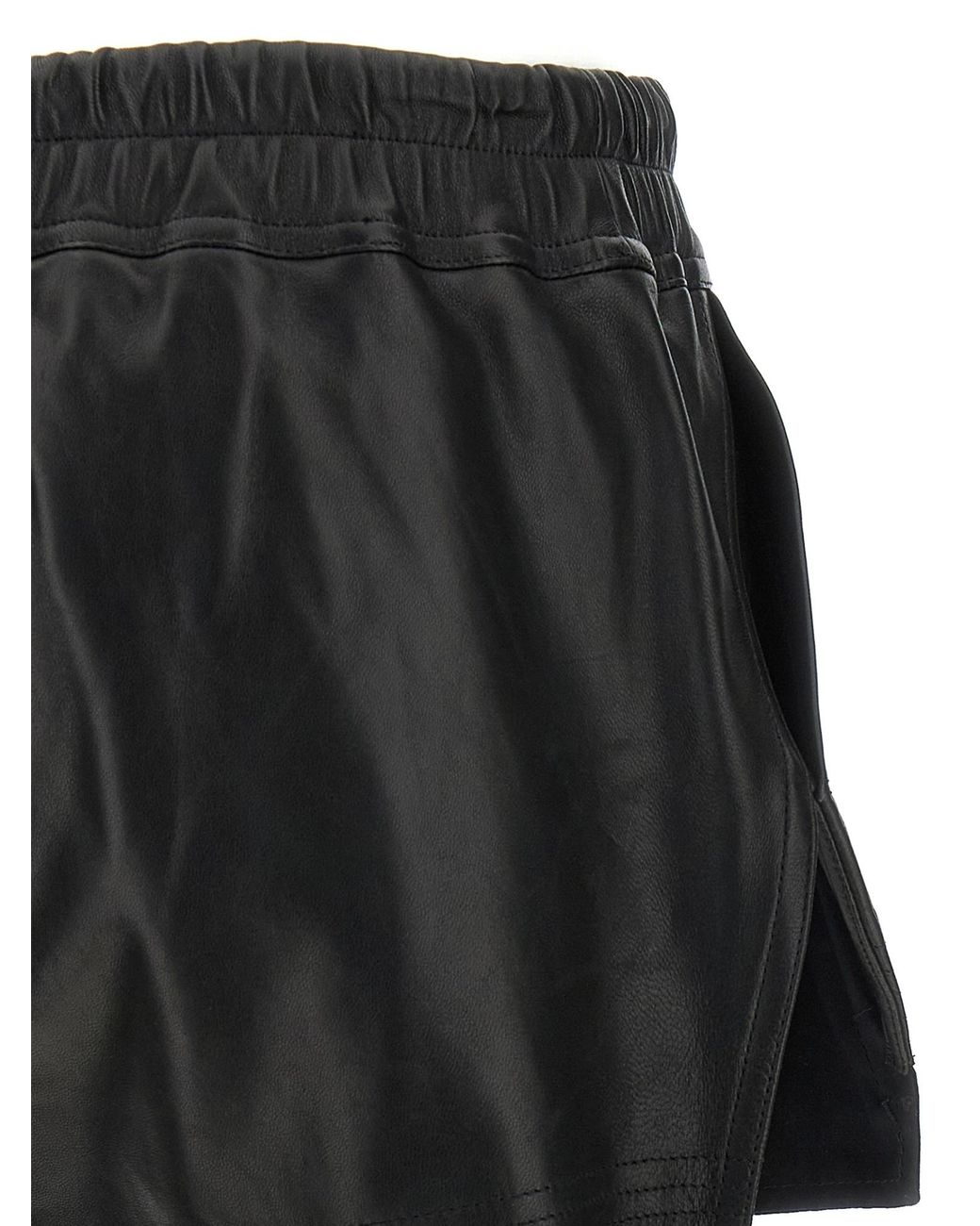 Rick Owens Black Vent Detail Drawstring Shorts