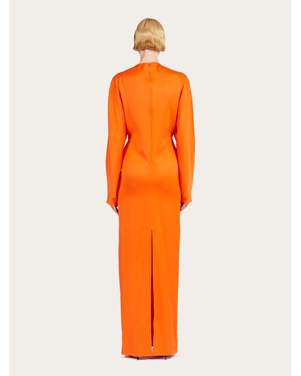 Ferragamo Orange Ferragamo V-Neck Midi Dress