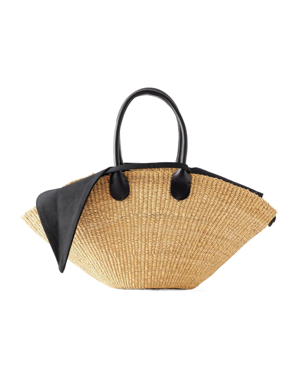 Muuñ Metallic Sophia Leather-Trimmed Raffia Tote
