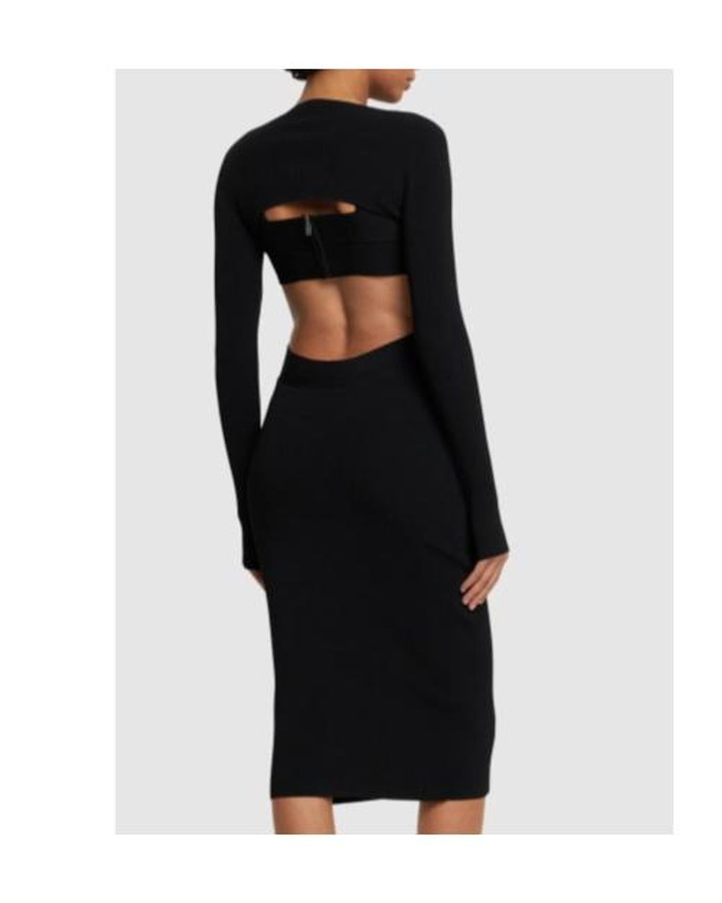 Dion Lee Black Digged And Cut Knitted Long-Sleeved Dress