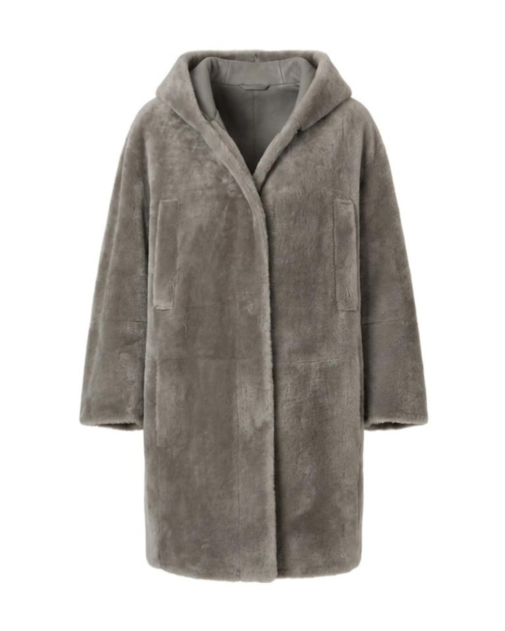 Peserico Gray Reversible Hooded Coat