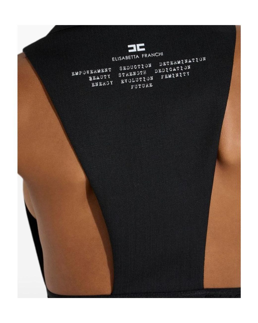Elisabetta Franchi Black Double-Breasted Lettering-Print Waistcoat