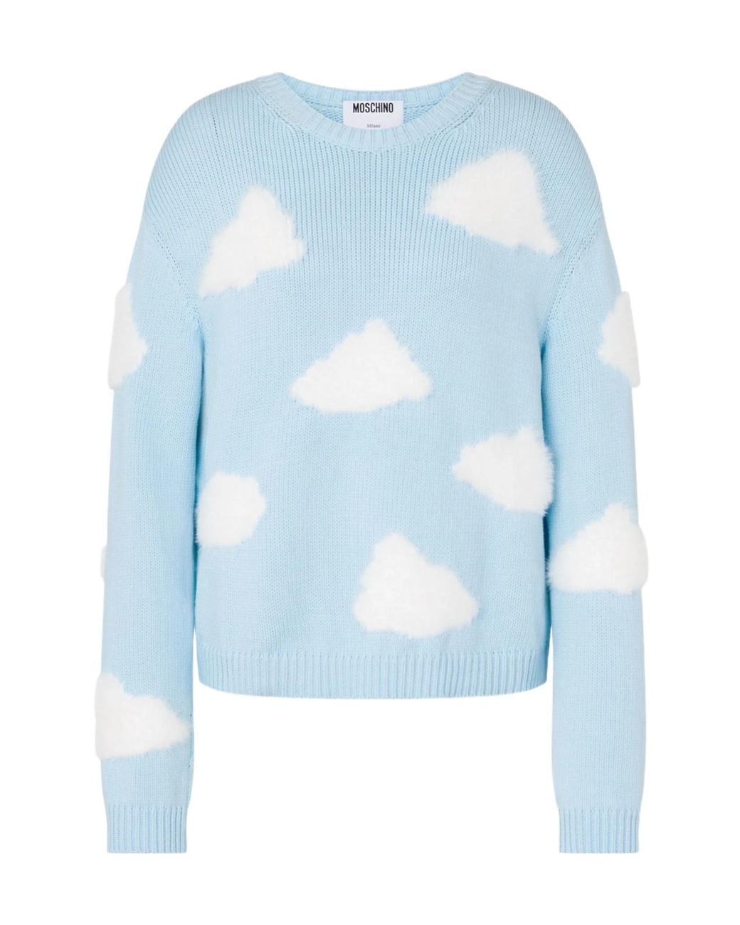 Moschino Blue Crew-Neck Cloud-Motif Sweater