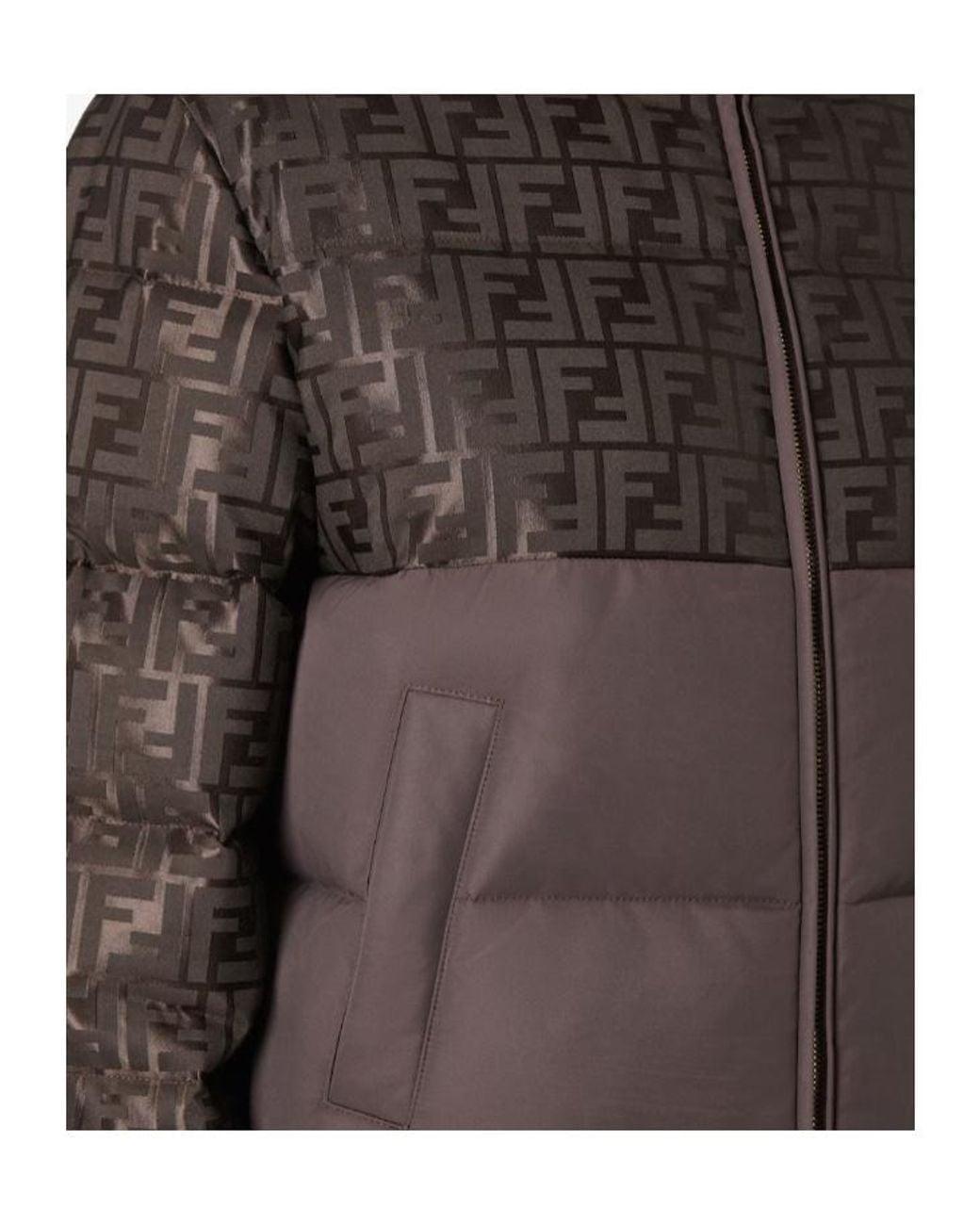 Fendi Brown Ff Jacquard Hooded Padded Jacket