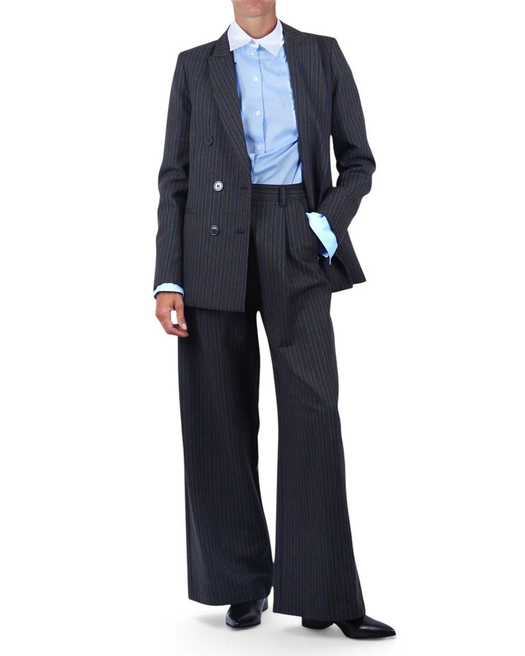 Ottod'Ame Black Ottod'Ame Striped Double-Breasted Blazer
